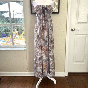 Zuiki Italy Blue Paisley Strapless Maxi Dress